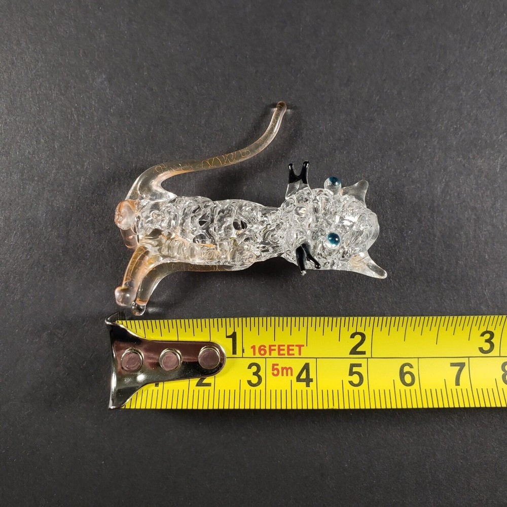 Vintage Whimsical Art Glass Cat Figurine 2" Very Delicate Unknown Brand Artist‎ - Picture 8 of 8